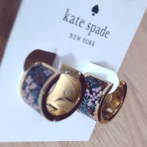 Kate Spade Multi Floral Gold Huggie Click Earrings Spring Flower